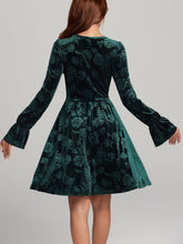 Tied Flower Print Round Neck Flounce Sleeve Dress OutfitFlow